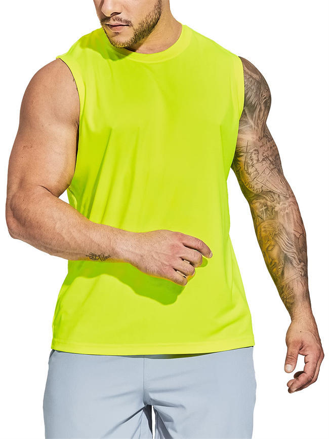 Men Lightweight UPF 50+ Sleeveless Sun Shirts Quick Dry Hiking Running Tank Tops UV Protection Workout Muscle Tees
